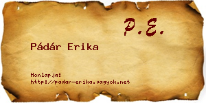 Pádár Erika névjegykártya